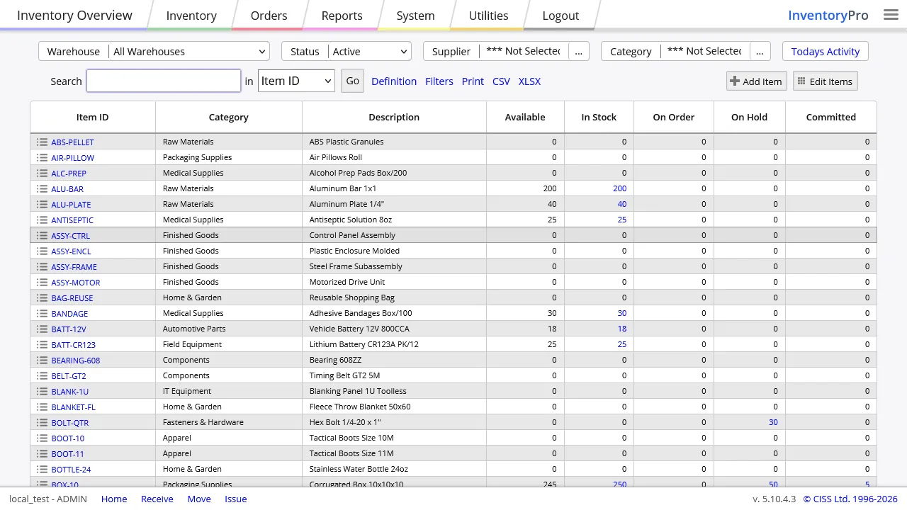 Tema medio de Inventory Pro mostrando lista de inventario con contraste equilibrado
